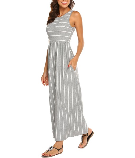 Hount Women's Summer Sleeveless Striped Flowy Casual Long Maxi Dress with Pockets