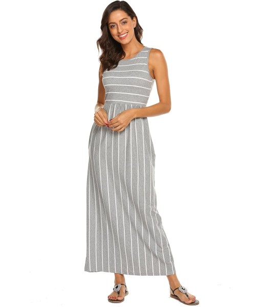 Hount Women's Summer Sleeveless Striped Flowy Casual Long Maxi Dress with Pockets