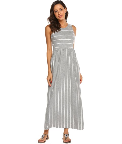 Hount Women's Summer Sleeveless Striped Flowy Casual Long Maxi Dress with Pockets