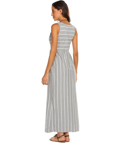 Hount Women's Summer Sleeveless Striped Flowy Casual Long Maxi Dress with Pockets