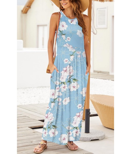 Hount Women's Summer Sleeveless Striped Flowy Casual Long Maxi Dress with Pockets