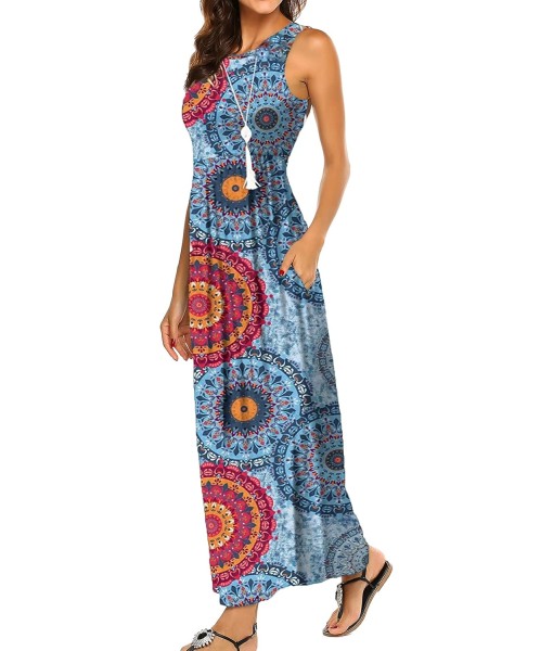 Hount Women's Summer Sleeveless Striped Flowy Casual Long Maxi Dress with Pockets