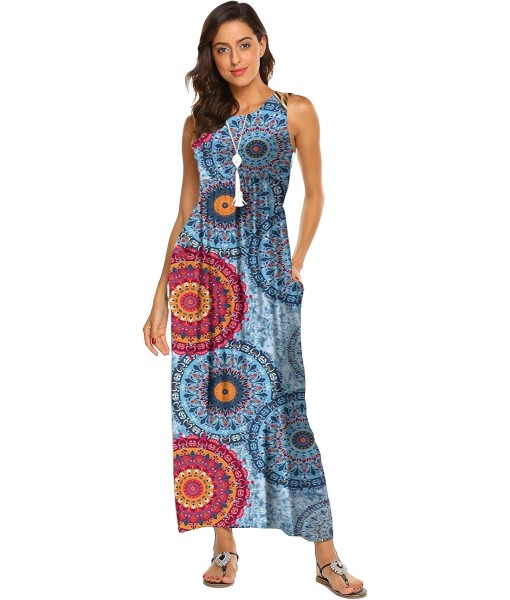 Hount Women's Summer Sleeveless Striped Flowy Casual Long Maxi Dress with Pockets
