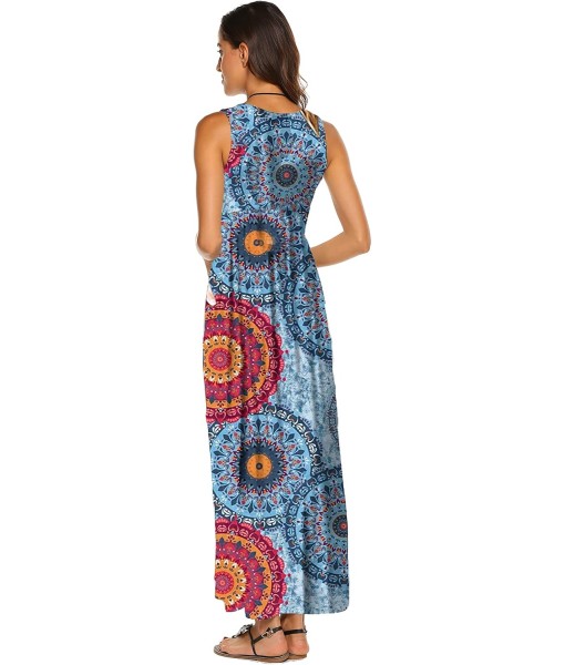 Hount Women's Summer Sleeveless Striped Flowy Casual Long Maxi Dress with Pockets