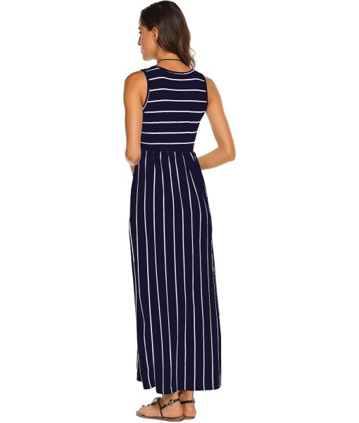 Hount Women's Summer Sleeveless Striped Flowy Casual Long Maxi Dress with Pockets