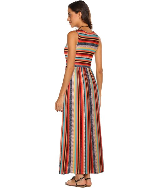 Hount Women's Summer Sleeveless Striped Flowy Casual Long Maxi Dress with Pockets