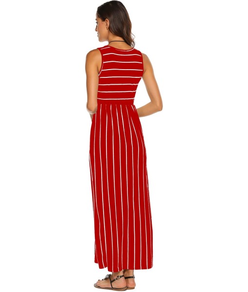 Hount Women's Summer Sleeveless Striped Flowy Casual Long Maxi Dress with Pockets