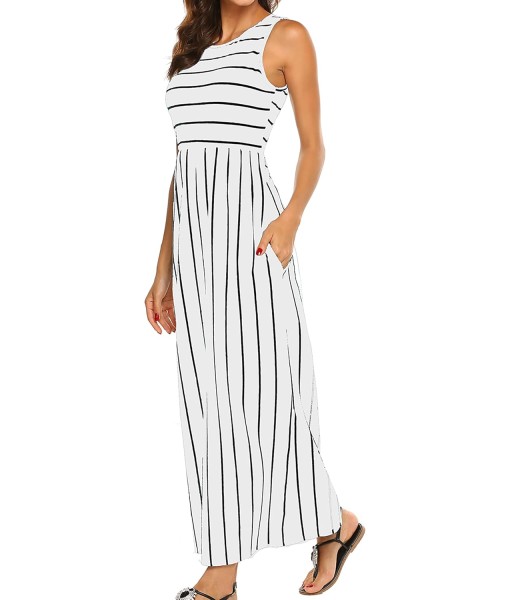 Hount Women's Summer Sleeveless Striped Flowy Casual Long Maxi Dress with Pockets