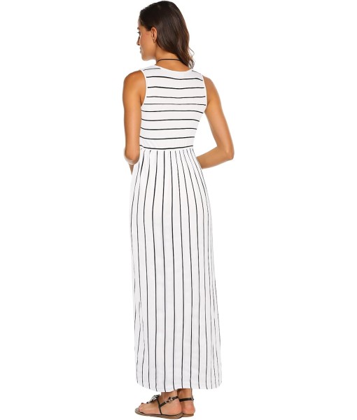 Hount Women's Summer Sleeveless Striped Flowy Casual Long Maxi Dress with Pockets