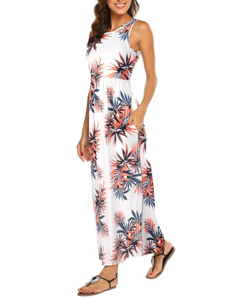 Hount Women's Summer Sleeveless Striped Flowy Casual Long Maxi Dress with Pockets
