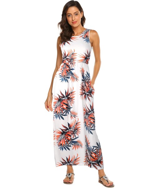 Hount Women's Summer Sleeveless Striped Flowy Casual Long Maxi Dress with Pockets
