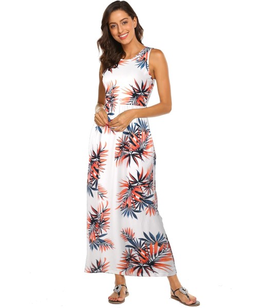 Hount Women's Summer Sleeveless Striped Flowy Casual Long Maxi Dress with Pockets