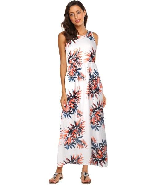 Hount Women's Summer Sleeveless Striped Flowy Casual Long Maxi Dress with Pockets