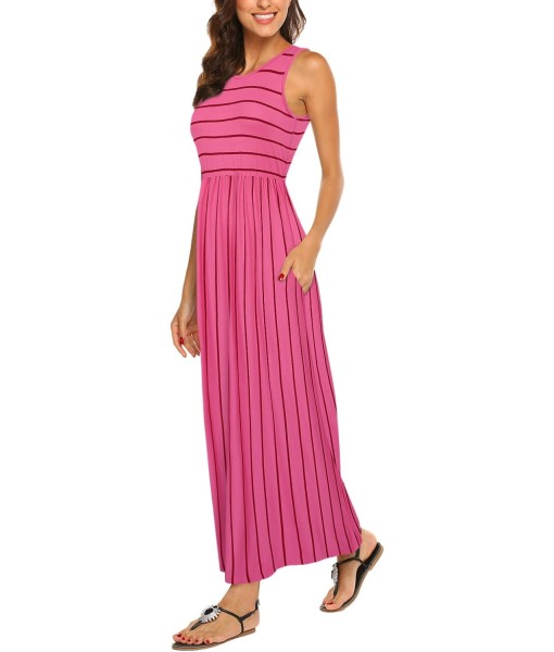 Hount Women's Summer Sleeveless Striped Flowy Casual Long Maxi Dress with Pockets