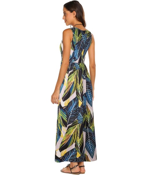 Hount Women's Summer Sleeveless Striped Flowy Casual Long Maxi Dress with Pockets