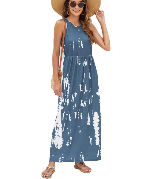 Hount Women's Summer Sleeveless Striped Flowy Casual Long Maxi Dress with Pockets