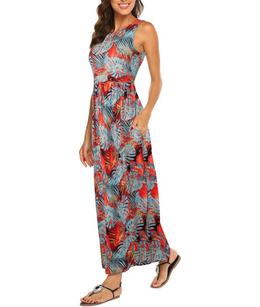 Hount Women's Summer Sleeveless Striped Flowy Casual Long Maxi Dress with Pockets