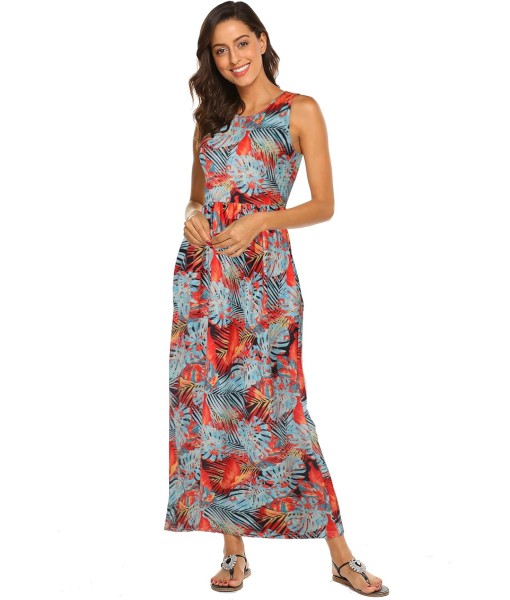 Hount Women's Summer Sleeveless Striped Flowy Casual Long Maxi Dress with Pockets