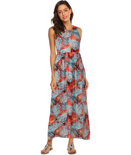 Hount Women's Summer Sleeveless Striped Flowy Casual Long Maxi Dress with Pockets