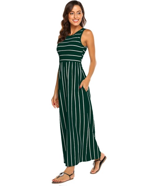 Hount Women's Summer Sleeveless Striped Flowy Casual Long Maxi Dress with Pockets