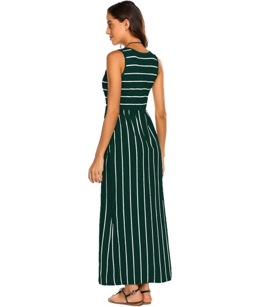 Hount Women's Summer Sleeveless Striped Flowy Casual Long Maxi Dress with Pockets
