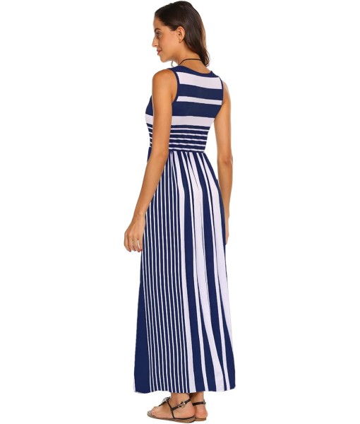 Hount Women's Summer Sleeveless Striped Flowy Casual Long Maxi Dress with Pockets
