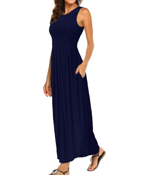Hount Women's Summer Sleeveless Striped Flowy Casual Long Maxi Dress with Pockets