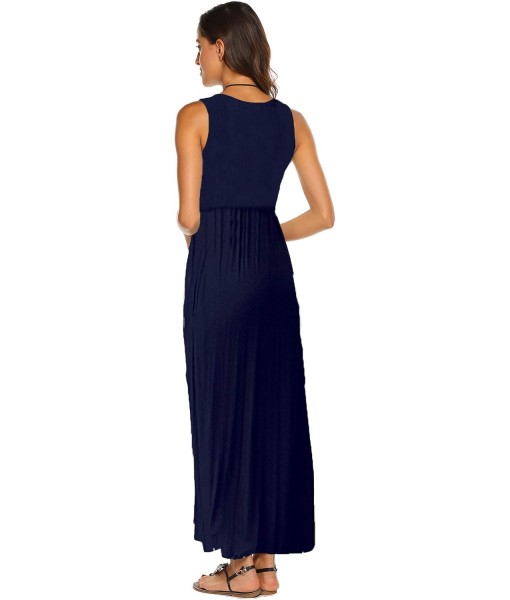 Hount Women's Summer Sleeveless Striped Flowy Casual Long Maxi Dress with Pockets