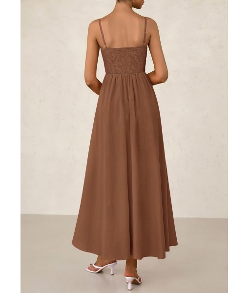 PRETTYGARDEN Women's Smocked Maxi Dresses 2025 Summer Beach Sundress Casual Spaghetti Strap Swing A Line Long Flowy Dress