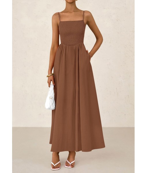 PRETTYGARDEN Women's Smocked Maxi Dresses 2025 Summer Beach Sundress Casual Spaghetti Strap Swing A Line Long Flowy Dress