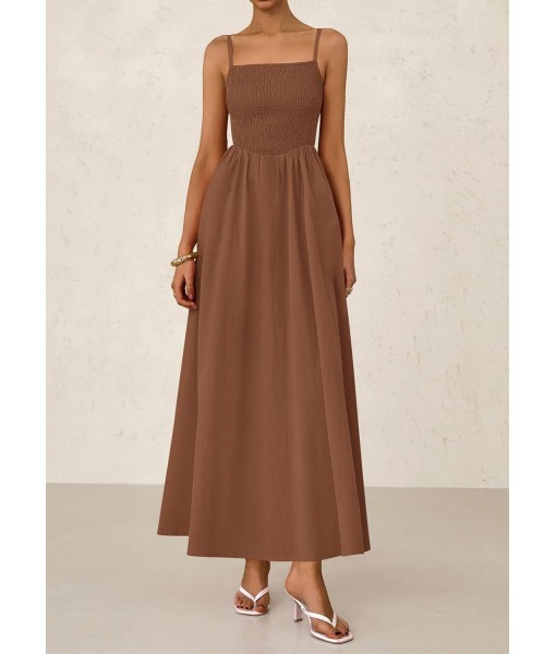 PRETTYGARDEN Women's Smocked Maxi Dresses 2025 Summer Beach Sundress Casual Spaghetti Strap Swing A Line Long Flowy Dress