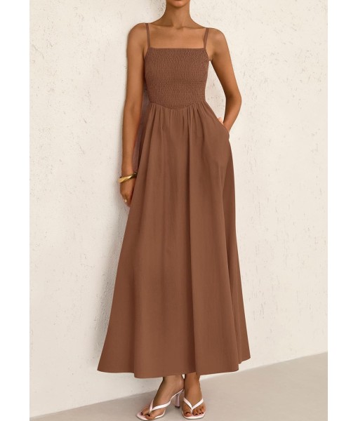 PRETTYGARDEN Women's Smocked Maxi Dresses 2025 Summer Beach Sundress Casual Spaghetti Strap Swing A Line Long Flowy Dress