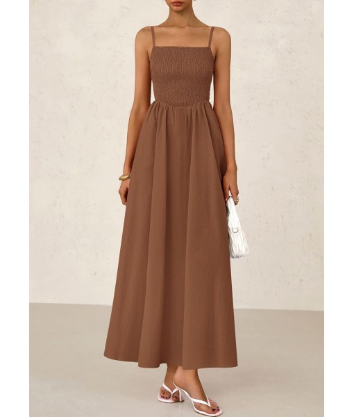 PRETTYGARDEN Women's Smocked Maxi Dresses 2025 Summer Beach Sundress Casual Spaghetti Strap Swing A Line Long Flowy Dress