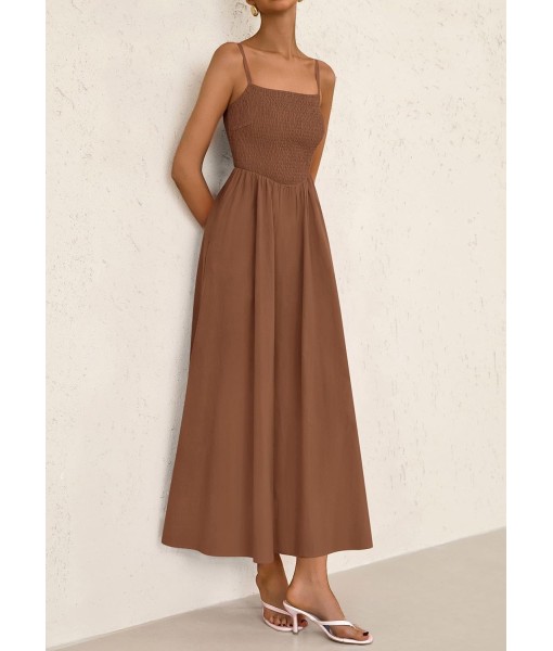 PRETTYGARDEN Women's Smocked Maxi Dresses 2025 Summer Beach Sundress Casual Spaghetti Strap Swing A Line Long Flowy Dress