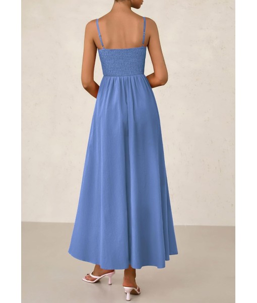 PRETTYGARDEN Women's Smocked Maxi Dresses 2025 Summer Beach Sundress Casual Spaghetti Strap Swing A Line Long Flowy Dress