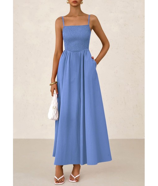 PRETTYGARDEN Women's Smocked Maxi Dresses 2025 Summer Beach Sundress Casual Spaghetti Strap Swing A Line Long Flowy Dress