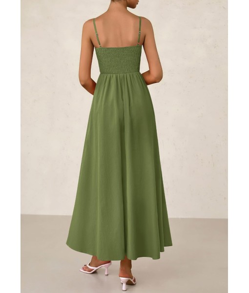 PRETTYGARDEN Women's Smocked Maxi Dresses 2025 Summer Beach Sundress Casual Spaghetti Strap Swing A Line Long Flowy Dress