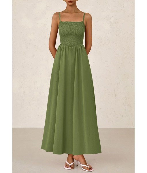 PRETTYGARDEN Women's Smocked Maxi Dresses 2025 Summer Beach Sundress Casual Spaghetti Strap Swing A Line Long Flowy Dress