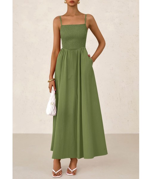 PRETTYGARDEN Women's Smocked Maxi Dresses 2025 Summer Beach Sundress Casual Spaghetti Strap Swing A Line Long Flowy Dress