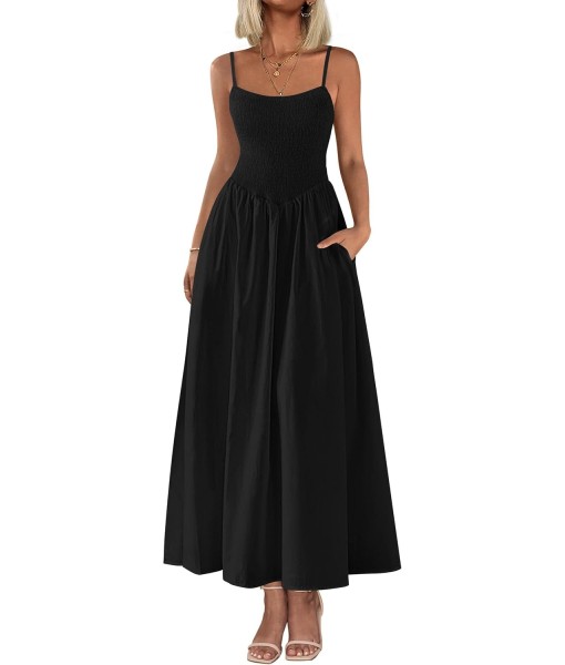 PRETTYGARDEN Women's Smocked Maxi Dresses 2025 Summer Beach Sundress Casual Spaghetti Strap Swing A Line Long Flowy Dress