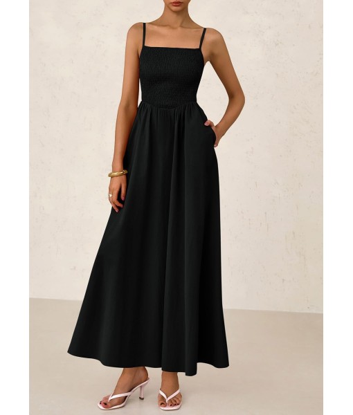 PRETTYGARDEN Women's Smocked Maxi Dresses 2025 Summer Beach Sundress Casual Spaghetti Strap Swing A Line Long Flowy Dress