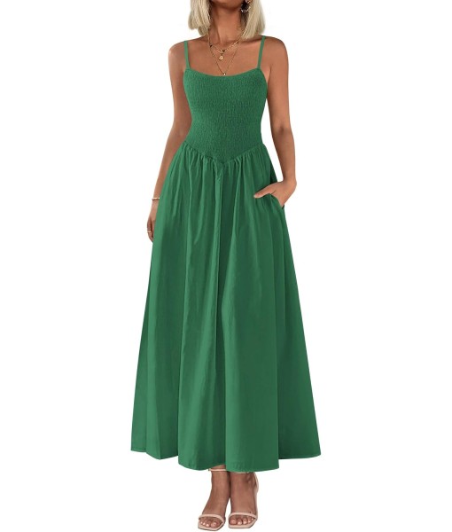 PRETTYGARDEN Women's Smocked Maxi Dresses 2025 Summer Beach Sundress Casual Spaghetti Strap Swing A Line Long Flowy Dress