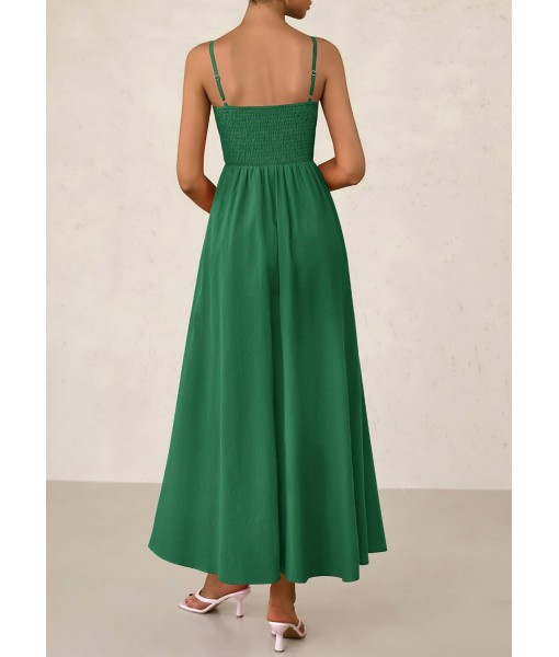 PRETTYGARDEN Women's Smocked Maxi Dresses 2025 Summer Beach Sundress Casual Spaghetti Strap Swing A Line Long Flowy Dress