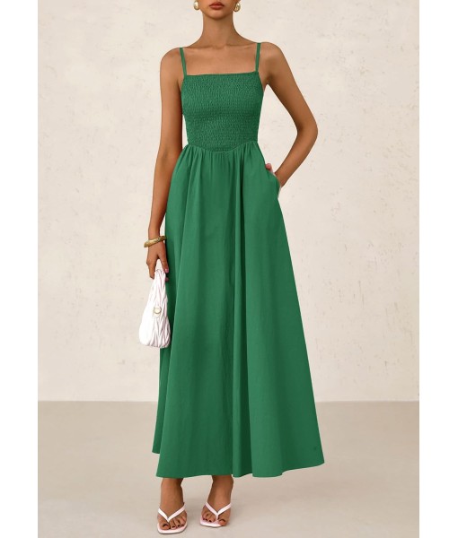 PRETTYGARDEN Women's Smocked Maxi Dresses 2025 Summer Beach Sundress Casual Spaghetti Strap Swing A Line Long Flowy Dress