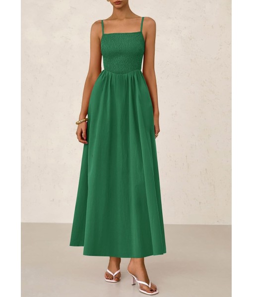 PRETTYGARDEN Women's Smocked Maxi Dresses 2025 Summer Beach Sundress Casual Spaghetti Strap Swing A Line Long Flowy Dress