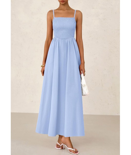 PRETTYGARDEN Women's Smocked Maxi Dresses 2025 Summer Beach Sundress Casual Spaghetti Strap Swing A Line Long Flowy Dress