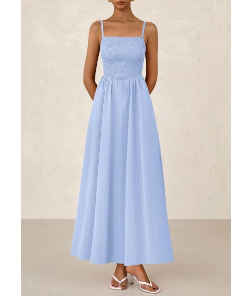 PRETTYGARDEN Women's Smocked Maxi Dresses 2025 Summer Beach Sundress Casual Spaghetti Strap Swing A Line Long Flowy Dress
