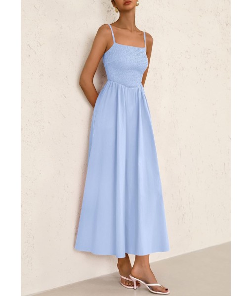 PRETTYGARDEN Women's Smocked Maxi Dresses 2025 Summer Beach Sundress Casual Spaghetti Strap Swing A Line Long Flowy Dress
