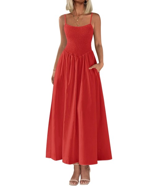PRETTYGARDEN Women's Smocked Maxi Dresses 2025 Summer Beach Sundress Casual Spaghetti Strap Swing A Line Long Flowy Dress