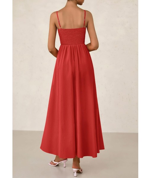 PRETTYGARDEN Women's Smocked Maxi Dresses 2025 Summer Beach Sundress Casual Spaghetti Strap Swing A Line Long Flowy Dress